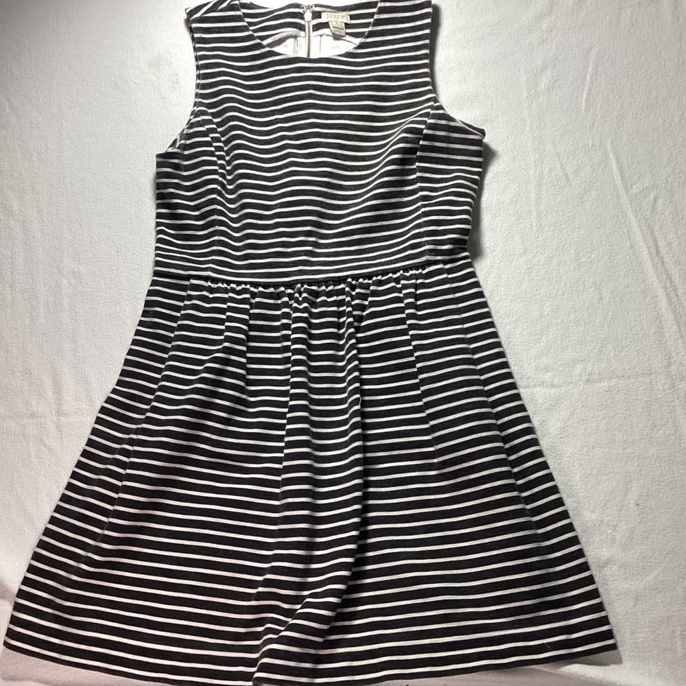 J.Crew Womens Striped Fit and Flare Sleeveless Dress Black White C4098 Size S